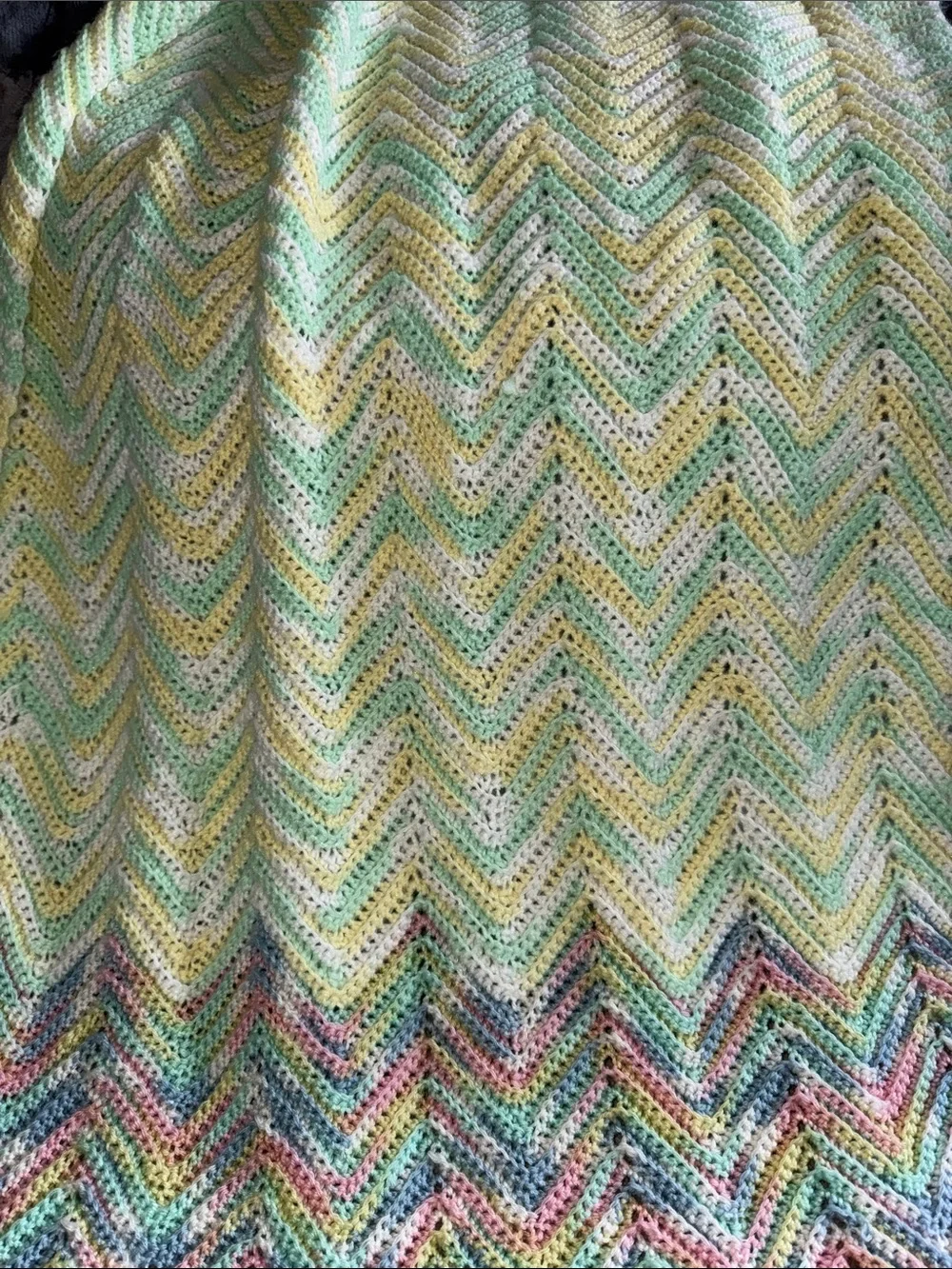 Pastel Chevron Crochet Throw Blanket - Soft Multicolor - Picture 4 of 6